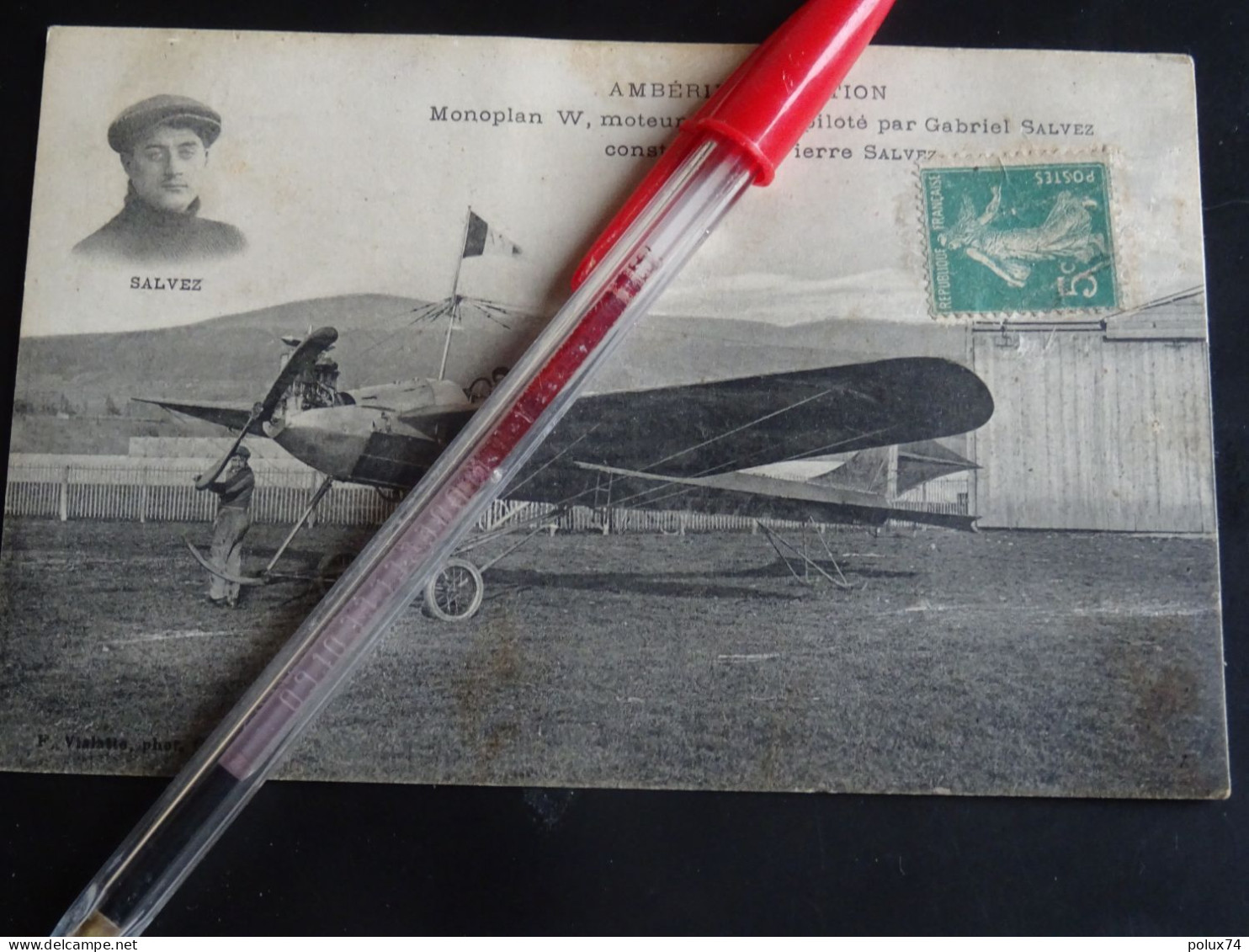 CPA  AVION  AMBERIEU-AVIATION  Monoplan Wpilote Piloté Par  Gabriel Salvez 1912 - 1927-1959 Briefe & Dokumente