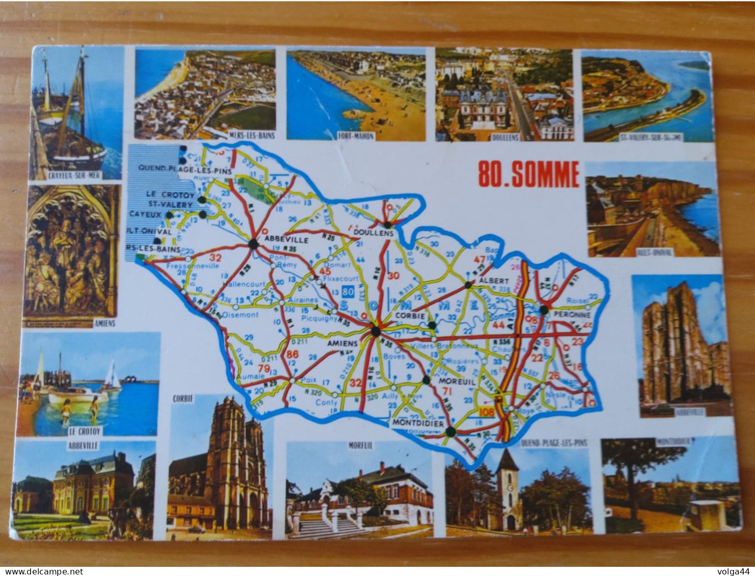 80 - LA SOMME -  Carte Géographique- Contour Du Departement  Avec Multivues - Landkarten