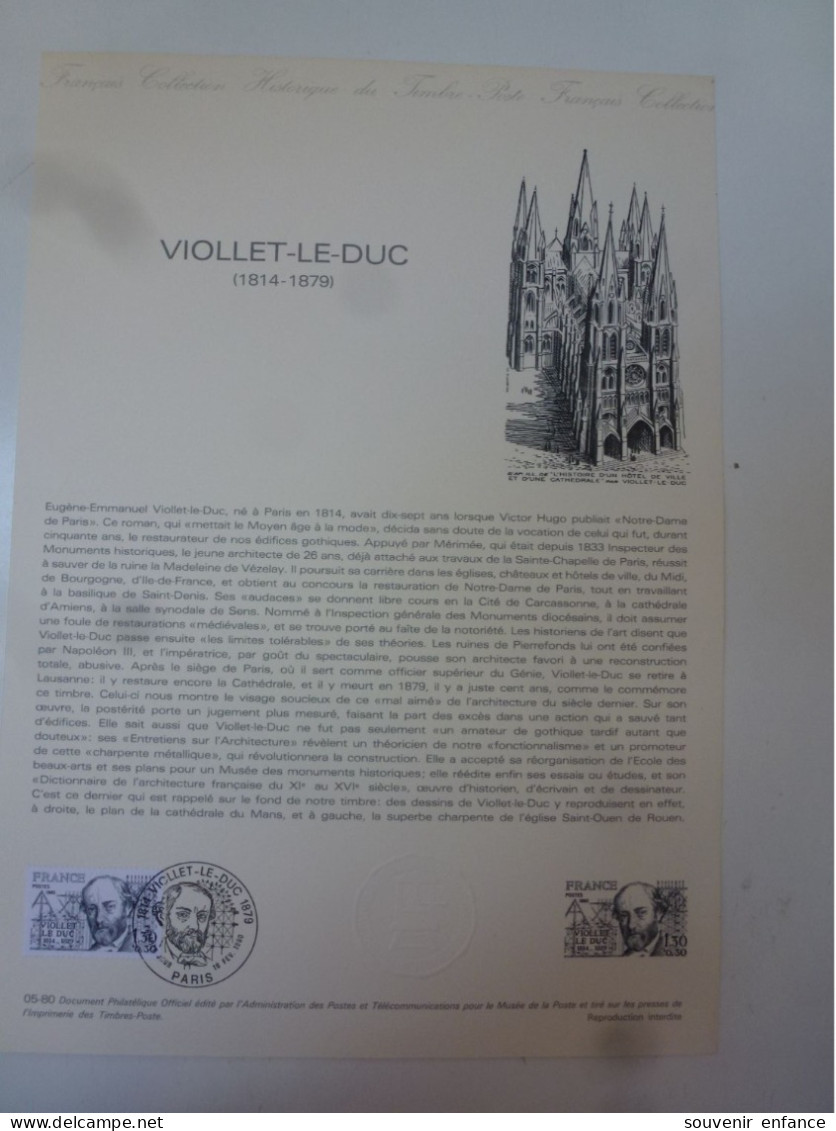 Ministère Des Postes Violet Le Duc 1980 - Postdokumente