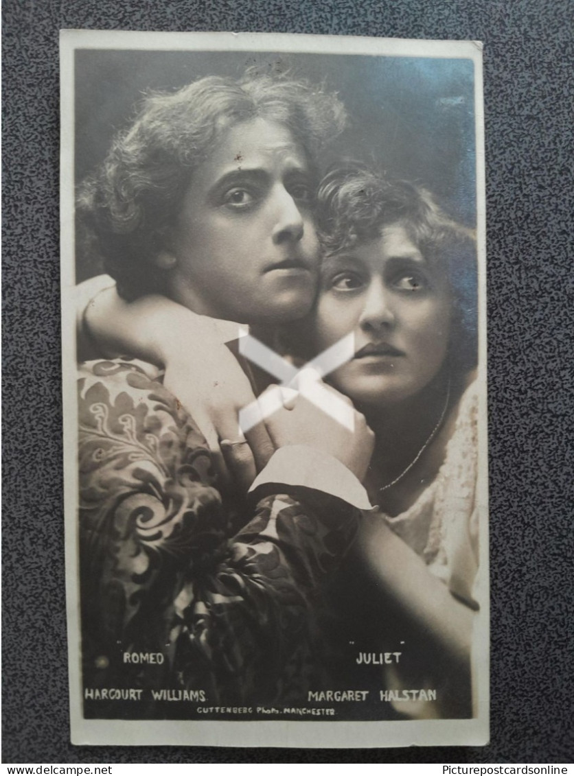 HARCOURT WILLIAMS & MARGARET HALSTAN IN ROMEO & JULIET OLD R/P POSTCARD BY GUTTERNBERG MANCHESTER 1905 - Théâtre