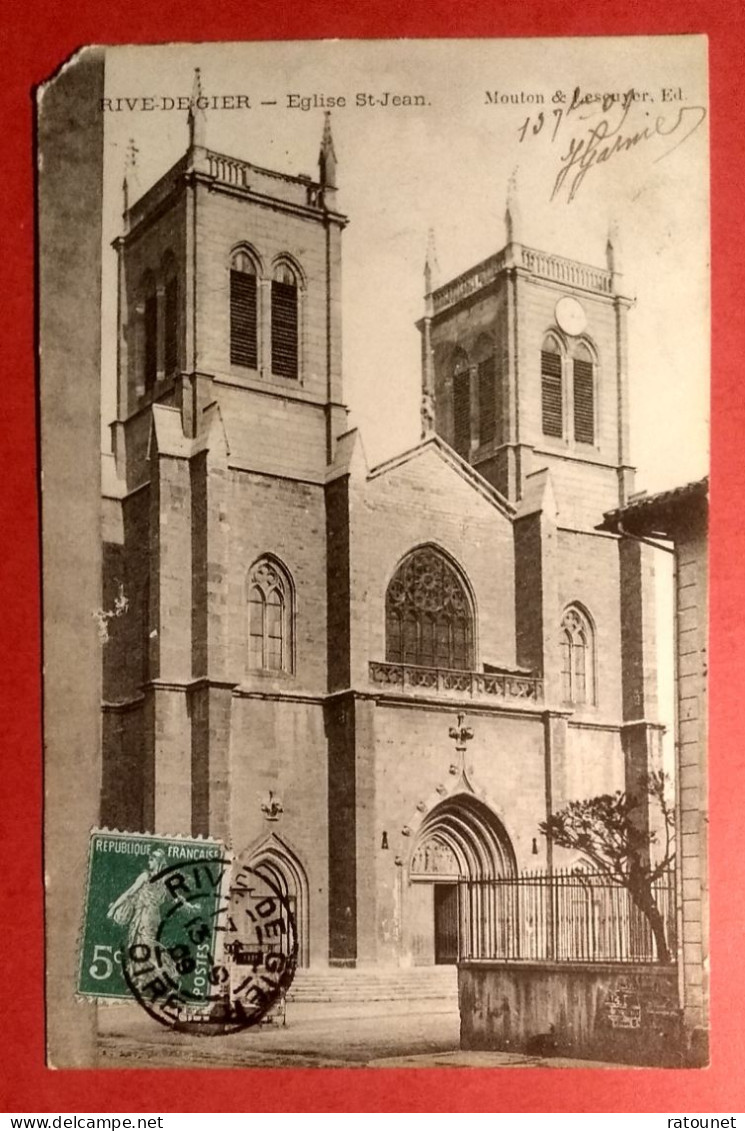 42 - LOIRE - RIVE DE GIER - CPA  - Eglise Saint JEAN  - éd Mouton / Lescuyer - Rive De Gier