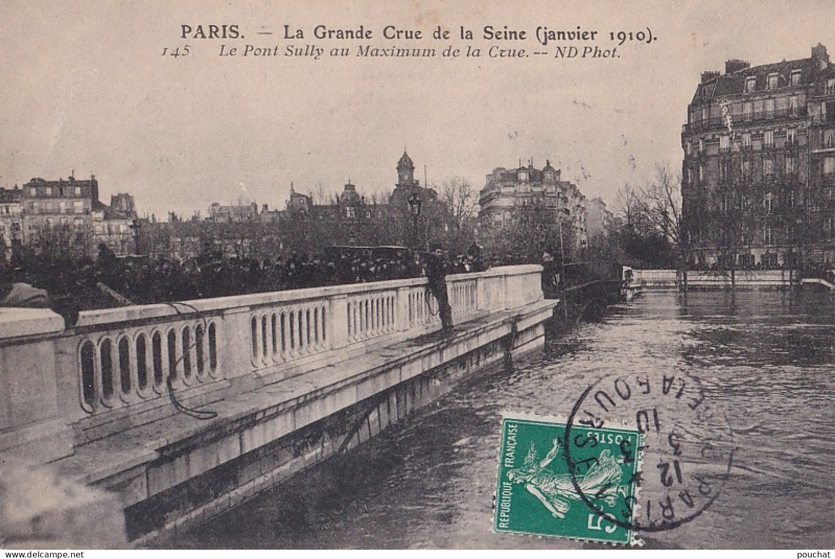 C11-75) PARIS - LA GRANDE CRUE DE LA SEINE - JANVIER 1910 -  LE PONT DE SULLY AU MAXIMUM DE LA CRUE - Paris Flood, 1910