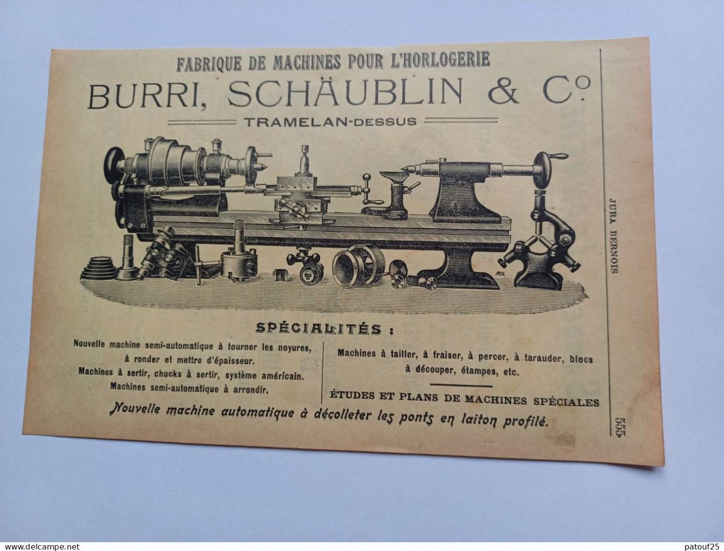 Ancienne Publicité Horlogerie BURRI SCHAUBLIN ET CO TRAMELAN DESSUS Suisse 1914 - Switzerland
