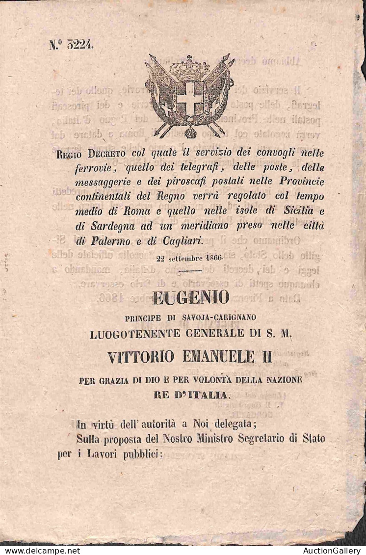 Antichi Stati Italiani - Sardegna - Due Decreti Sui Trasporti (1859 + 1866) + Gazzetta Piemontese Del 1853 Con Itinerari - Other & Unclassified