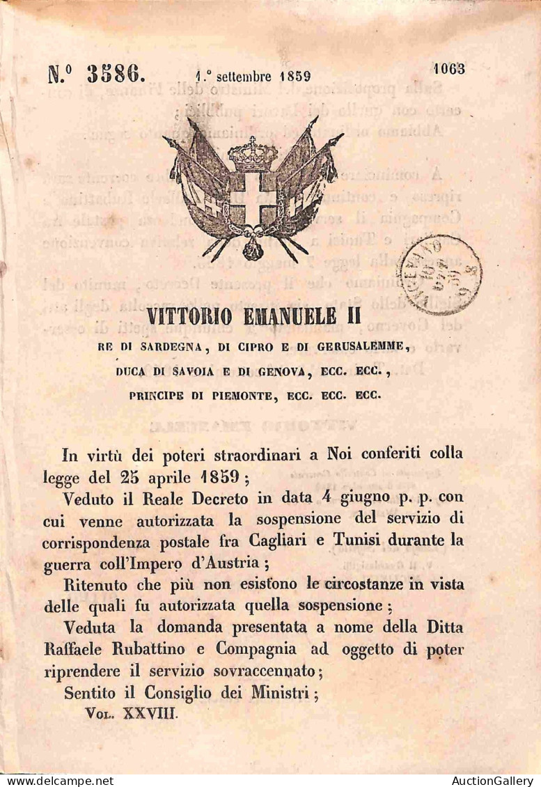 Antichi Stati Italiani - Sardegna - Due Decreti Sui Trasporti (1859 + 1866) + Gazzetta Piemontese Del 1853 Con Itinerari - Autres & Non Classés