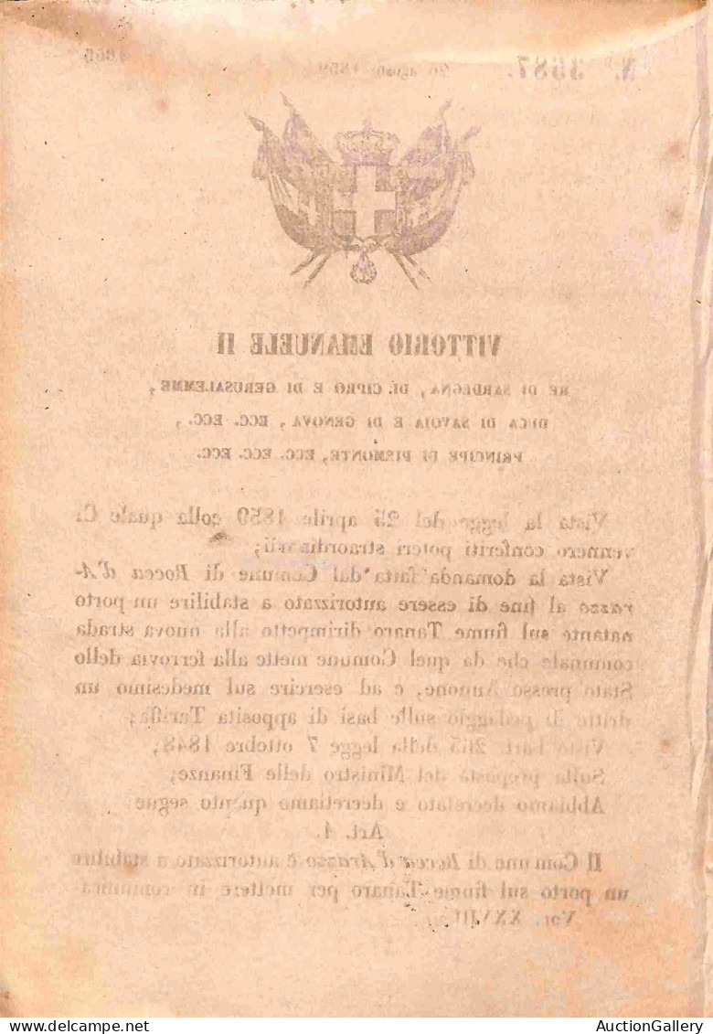 Antichi Stati Italiani - Sardegna - Due Decreti sui trasporti (1859 + 1866) + Gazzetta Piemontese del 1853 con itinerari