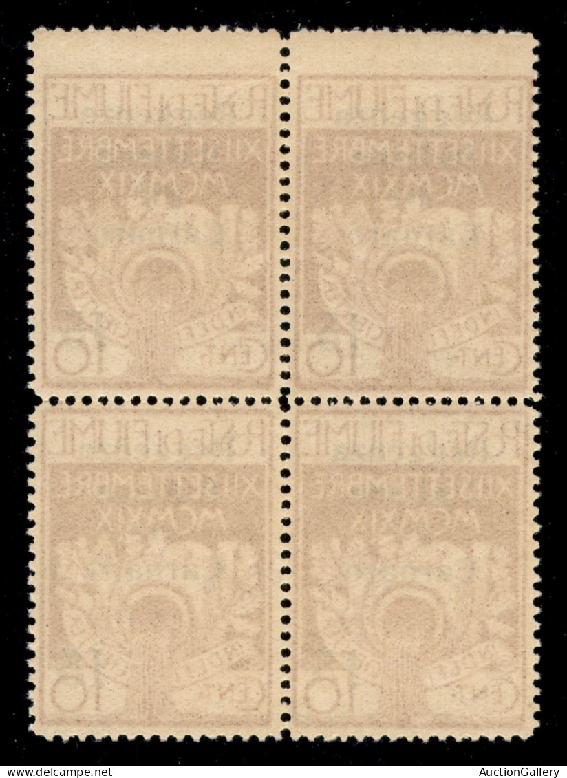 Occupazioni I Guerra Mondiale - Fiume - 1920- 15 Cent Su 10 Reggenza Carnaro (135) In Quartina Di Formati Diversi - Copp - Otros & Sin Clasificación