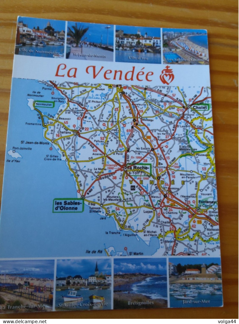 85 -LA VENDEE -  Carte Géographique- Contour Du Departement  Avec Multivues - Landkarten