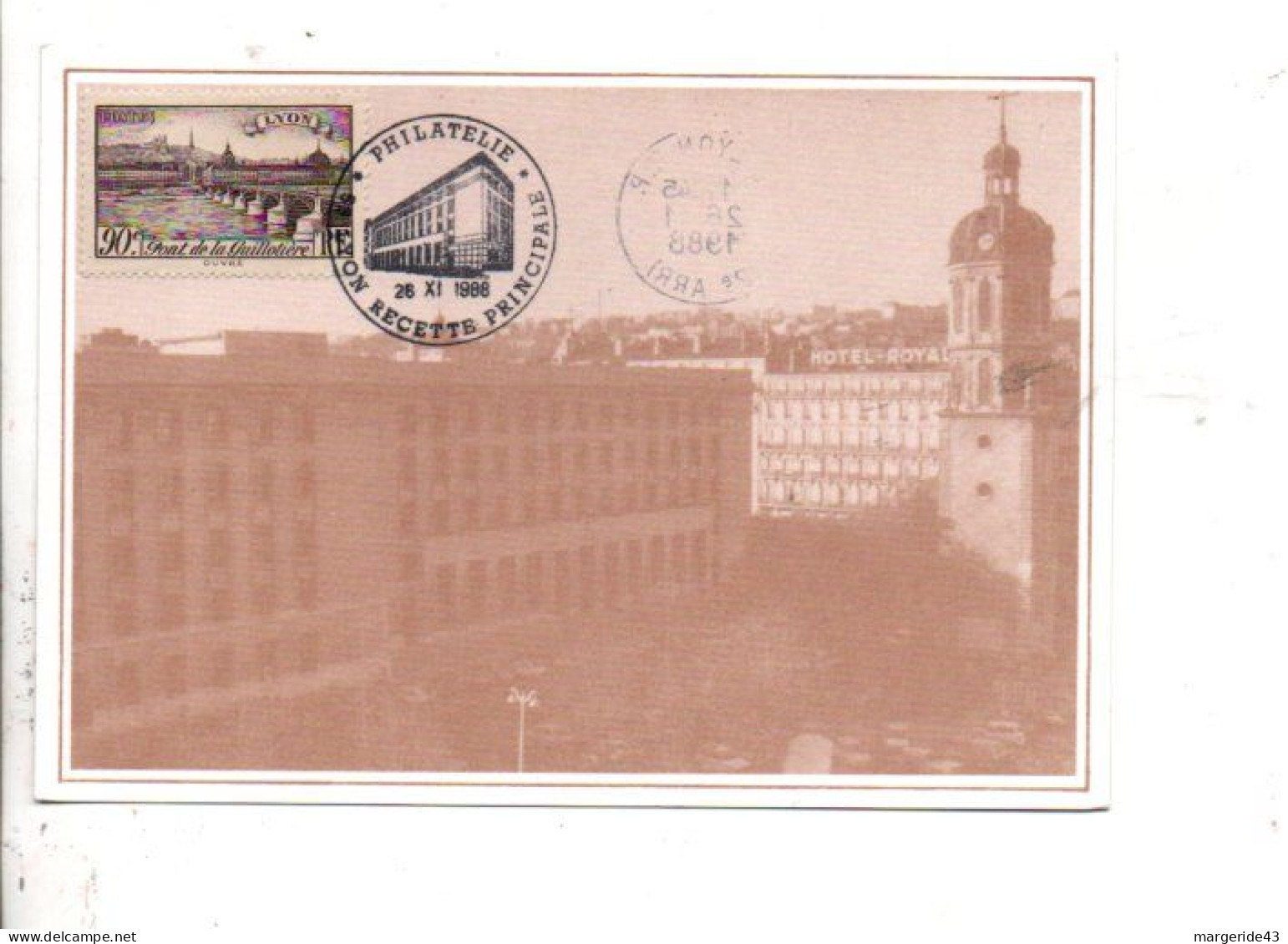 PHILATELIE LYON RECETTE PRINCIPALE 1988 - Commemorative Postmarks