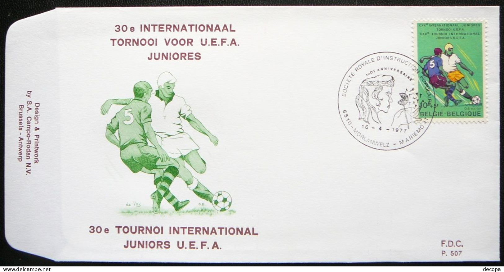 (dcbv-1719) België   FDC  - Belgique  -  Belgium   Mi 1903     OBP 1851  UEFA Juniors - Sonstige & Ohne Zuordnung