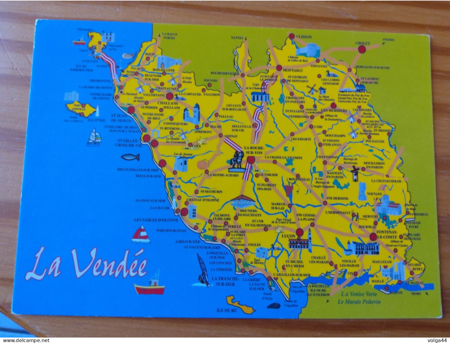 85 -LA VENDEE -  Carte Géographique- Contour Du Departement - Landkaarten