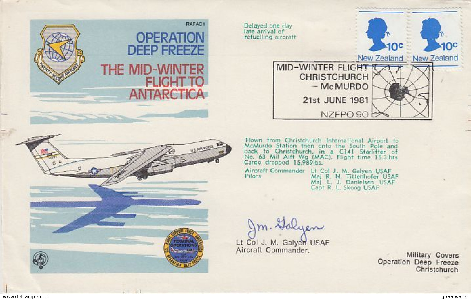 New Zealand Mid-winter Flight From Christchurch To McMurdo 21 JUNE 1981 Signature RT152) - Poolvluchten