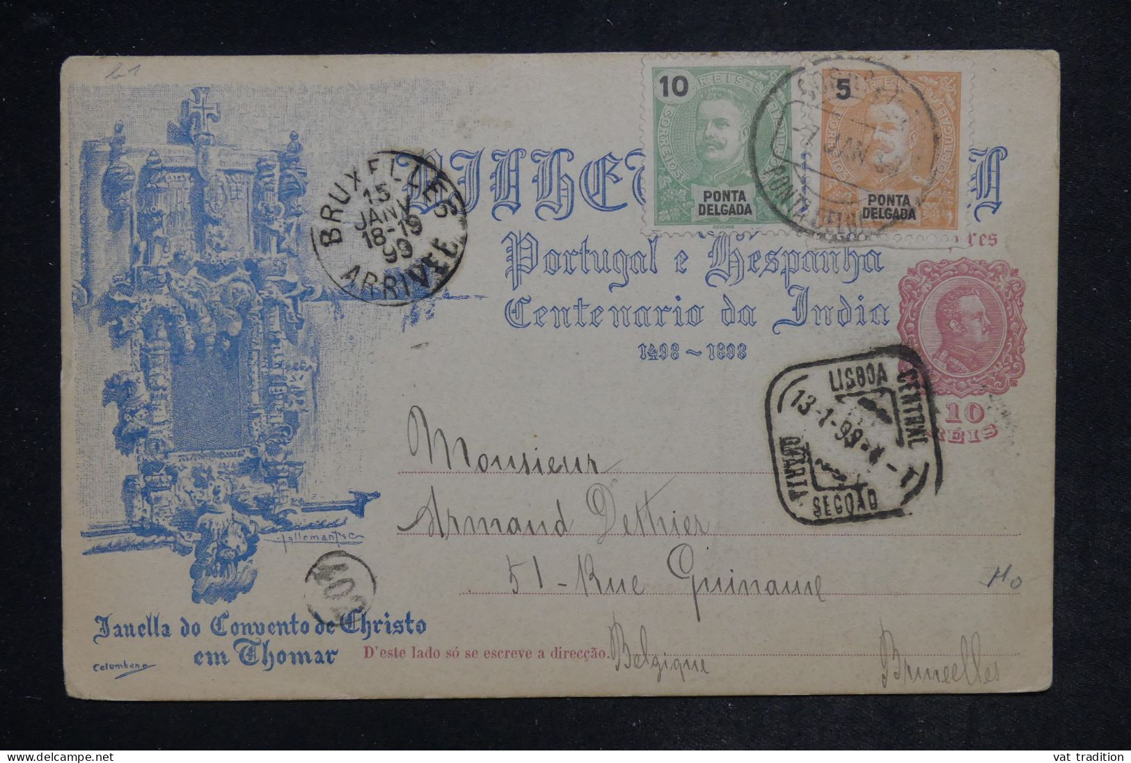 PONTA DELGADA - Entier Postal + Compléments Pour La  Belgique En 1899 - L 152429 - Ponta Delgada