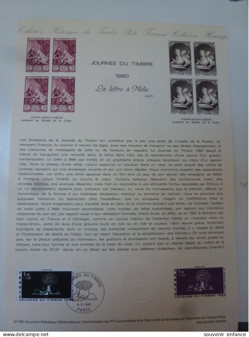 Ministère Des Postes Journée Du Timbre Lettre à Mélie 1980 - Postdokumente