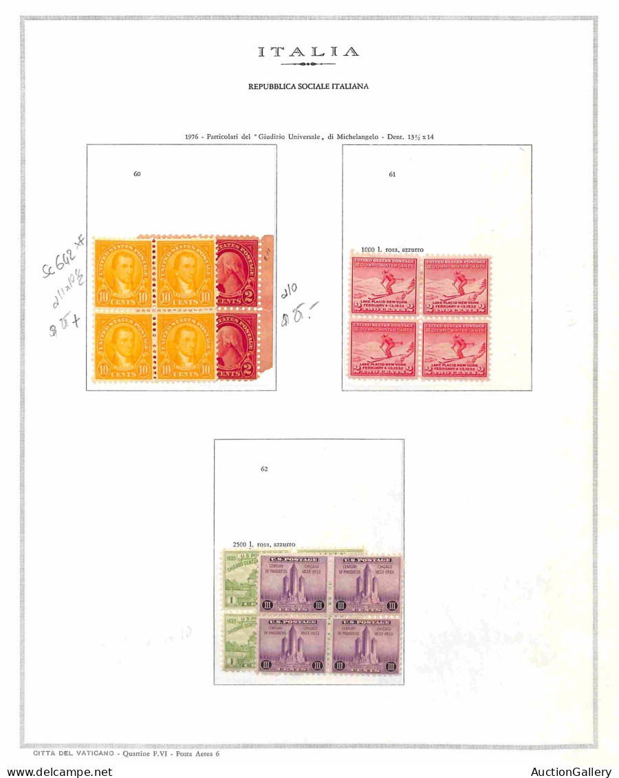Oltremare - Stati Uniti D'America - 1895/1935 - Insieme Di 22 Quartine + 2 Booklet Da 6 Valori Montati Artigianalmente I - Sonstige & Ohne Zuordnung