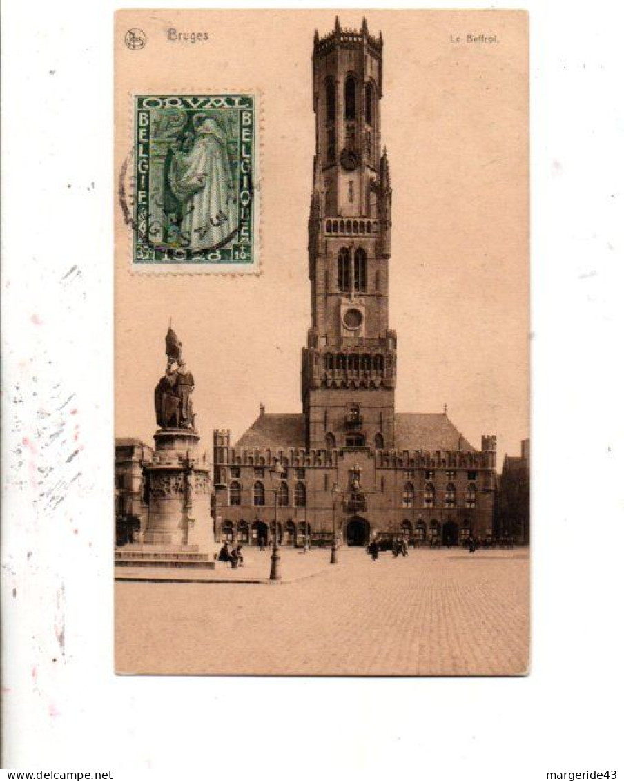 BELGIQUE TP ORVAL SUR CARTE DE BRUGGE POUR LA FRANCE 1929 - Brieven En Documenten