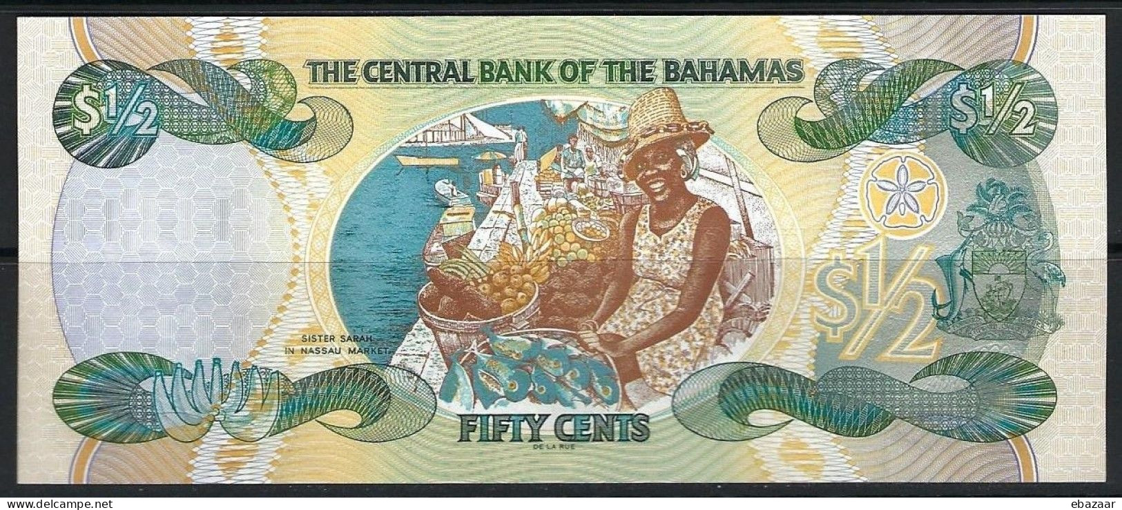 Bahamas 2001 Banknotes 1/2 Dollar Fifty Cents UNC P-68a Consecutive Serial Number Available - Bahamas