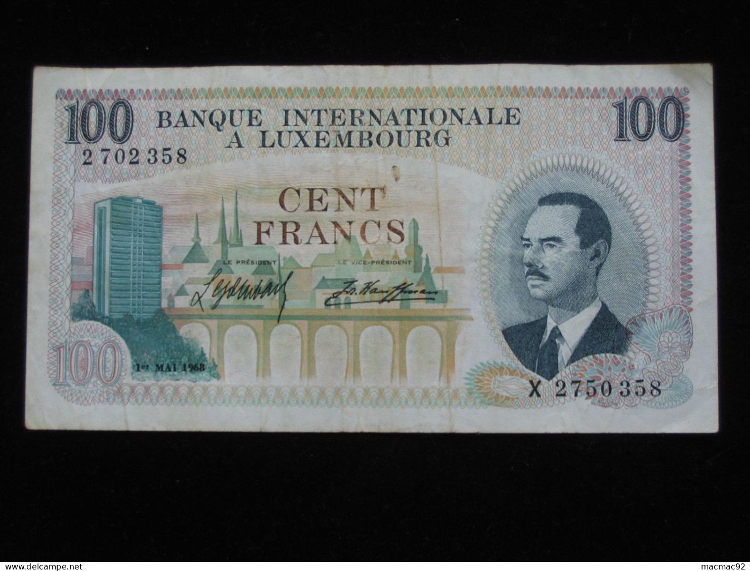 100 Francs 1968 - BANQUE INTERNATIONALE A LUXEMBOURG    **** EN  ACHAT IMMEDIAT  **** - Luxembourg