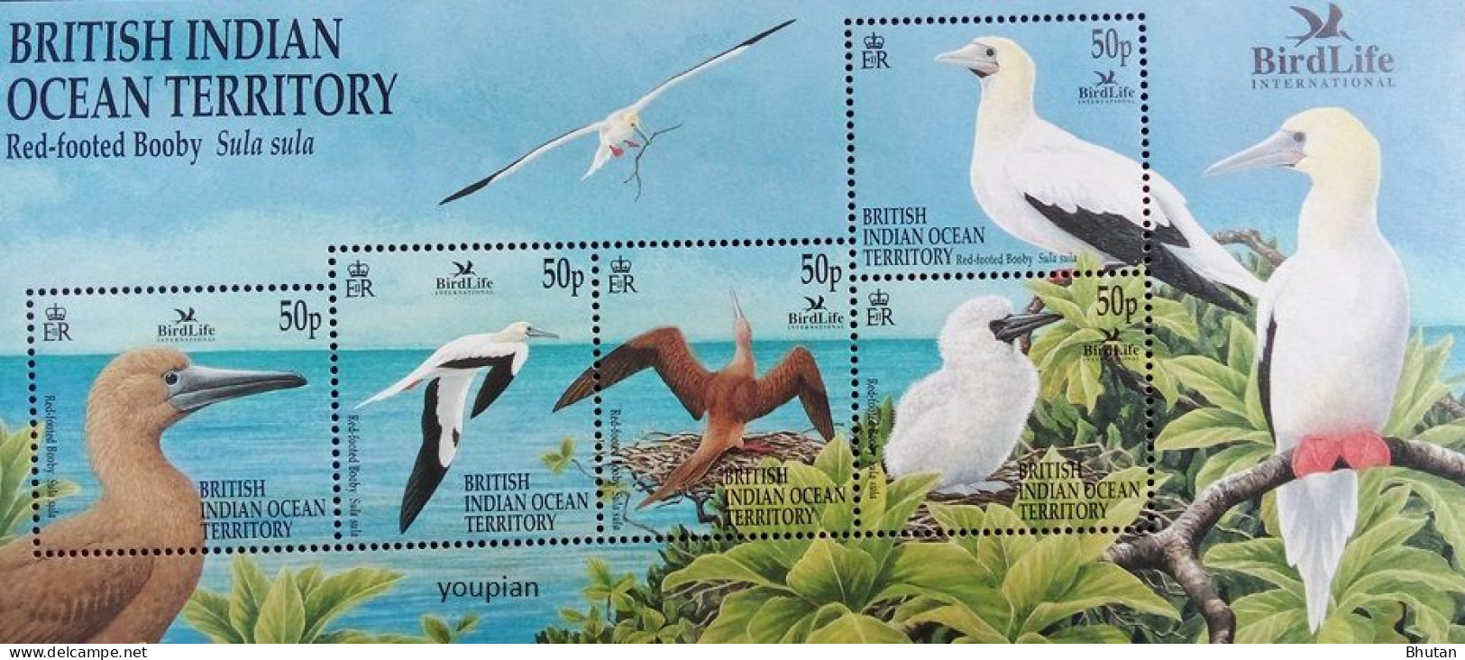 British Indian Ocean Territory 2002, Birds - Red-footed Booby - Sula Sula, MNH S/S - Bosnia Erzegovina