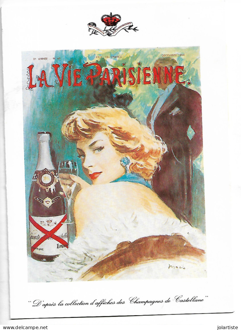 Carte Menu 2 Volets 125 Mm X 170 Mm Vierge Champagne De Castellane La Vie Parisienne Clas 2 N0173 - Menus