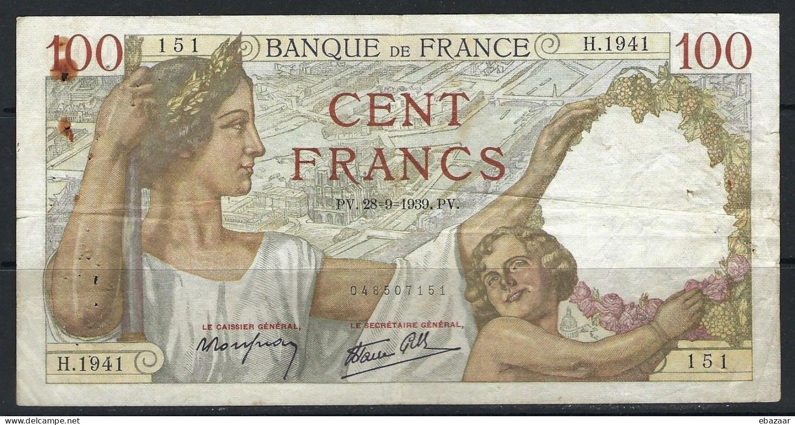 France 1939 Banknote, 100 Francs H.1941, Sully, P-94 - 100 F 1939-1942 ''Sully''