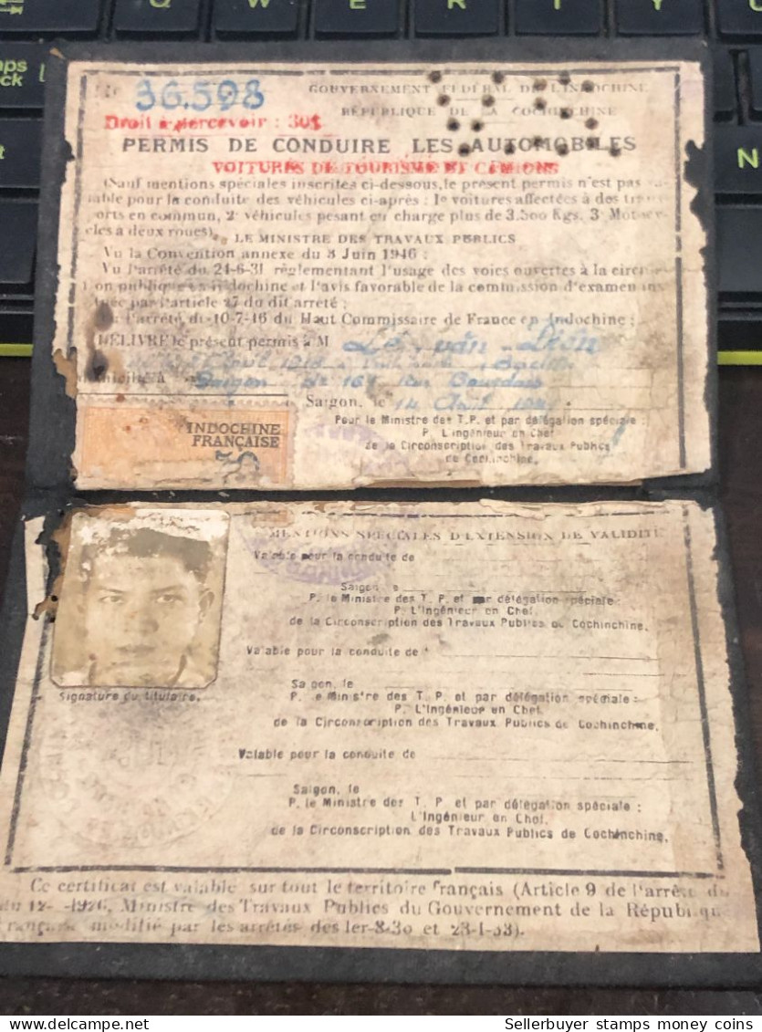 VIET NAM-OLD-ID PASSPORT INDO-CHINA-name-LE VAN LIEN-1946-1pcs Book - Verzamelingen