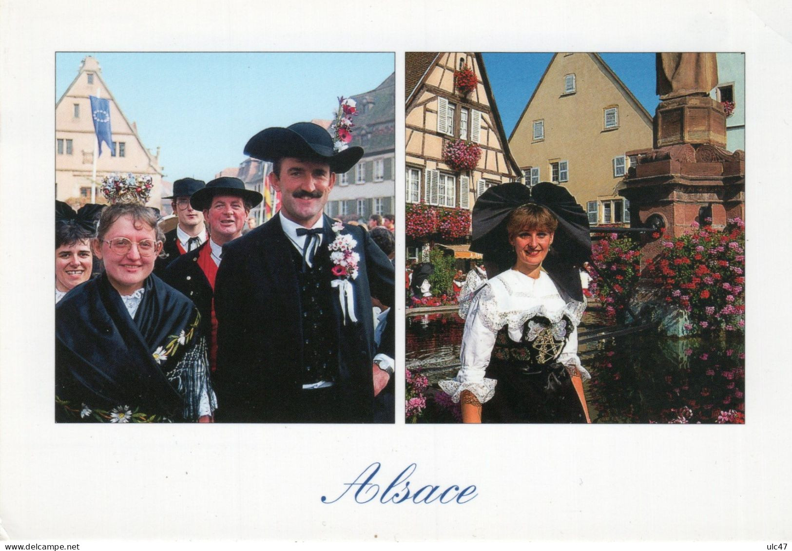 - ALSACE - Couple D'Alsaciens En Costumes De Mariage - Alsacienne En Costume Traditionnel - Scan Verso - - Costumes