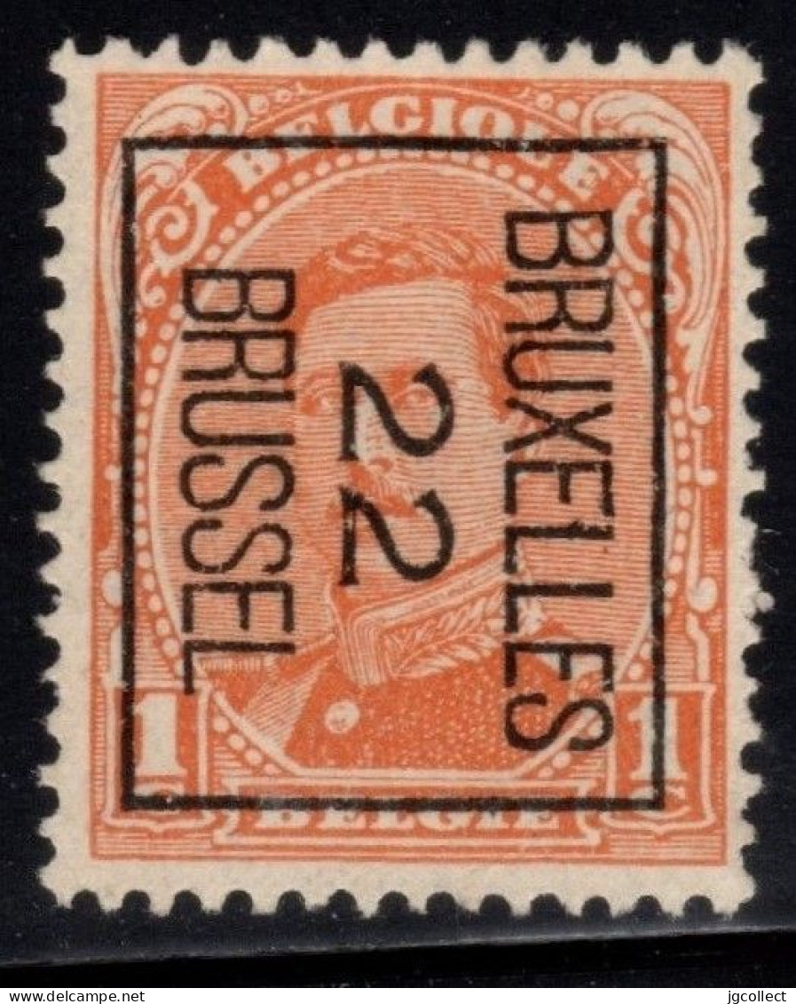 Typo 55B (BRUXELLES 22 BRUSSEL) - O/used - Typo Precancels 1922-26 (Albert I)