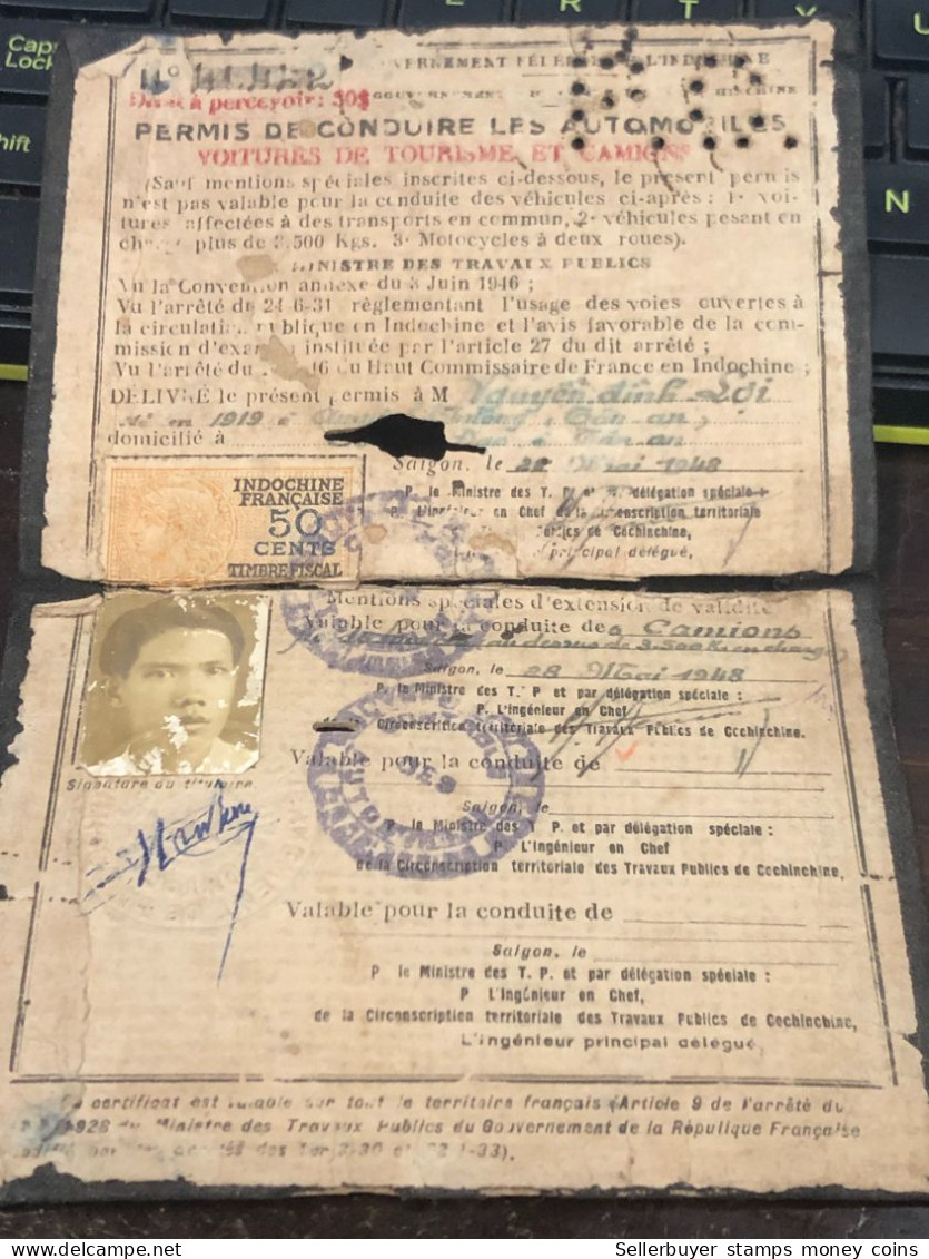 VIET NAM-OLD-ID PASSPORT INDO-CHINA-name-NGUYEN DINH LOI-1948-1pcs Book - Verzamelingen