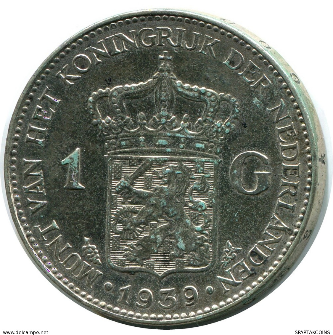 1 GULDEN 1939 NIEDERLANDE NETHERLANDS SILBER Münze #AR934.D.A - 1 Gulden