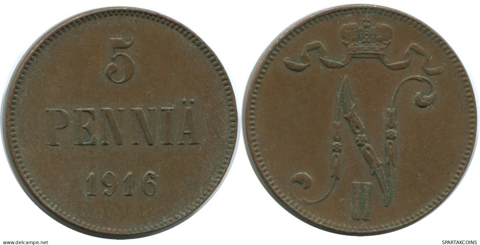5 PENNIA 1916 FINLAND Coin RUSSIA EMPIRE #AB243.5.U.A - Finnland