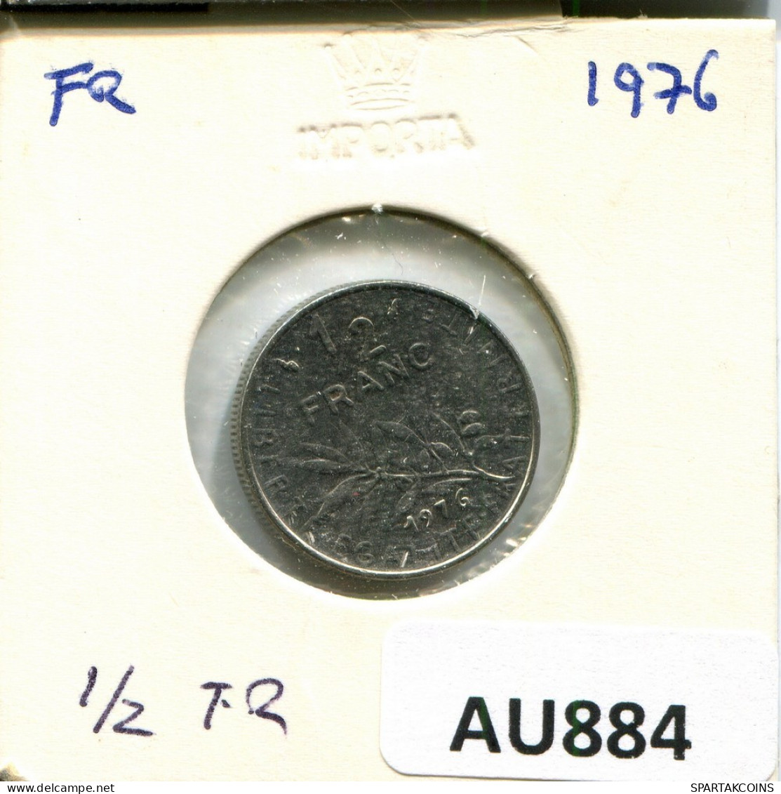 1/2 FRANC 1976 FRANCE Coin #AU884.U.A - 1/2 Franc