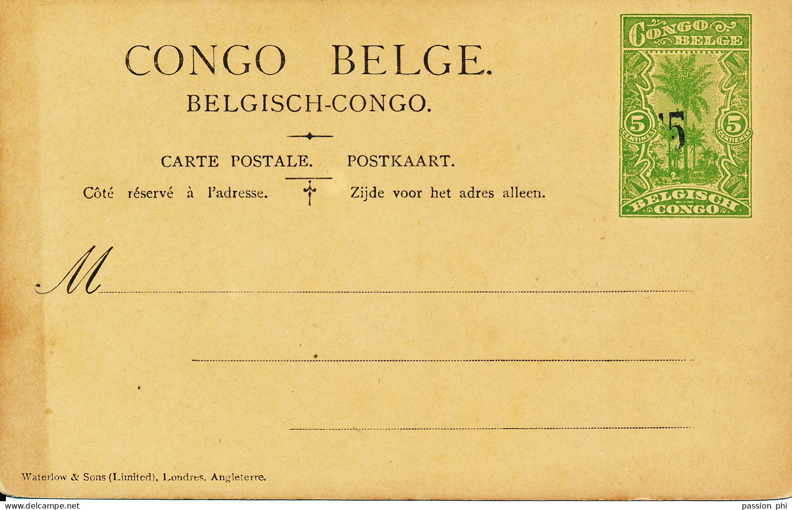 BELGIAN CONGO  PS SBEP 55 UNUSED - Entiers Postaux