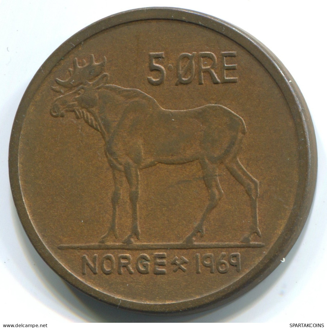 5 ORE 1969 NORVÈGE NORWAY Pièce #WW1054.F.A - Norvège