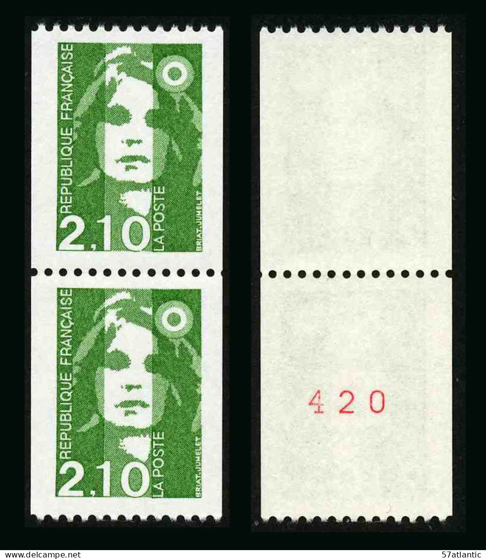 FRANCE - BICENTENAIRE BRIAT 2.10 - YT 2627 Et 2627a ** - TIMBRES DE ROULETTE EN PAIRE AVEC NUMERO ROUGE NEUFS ** - 1989-1996 Marianne Du Bicentenaire