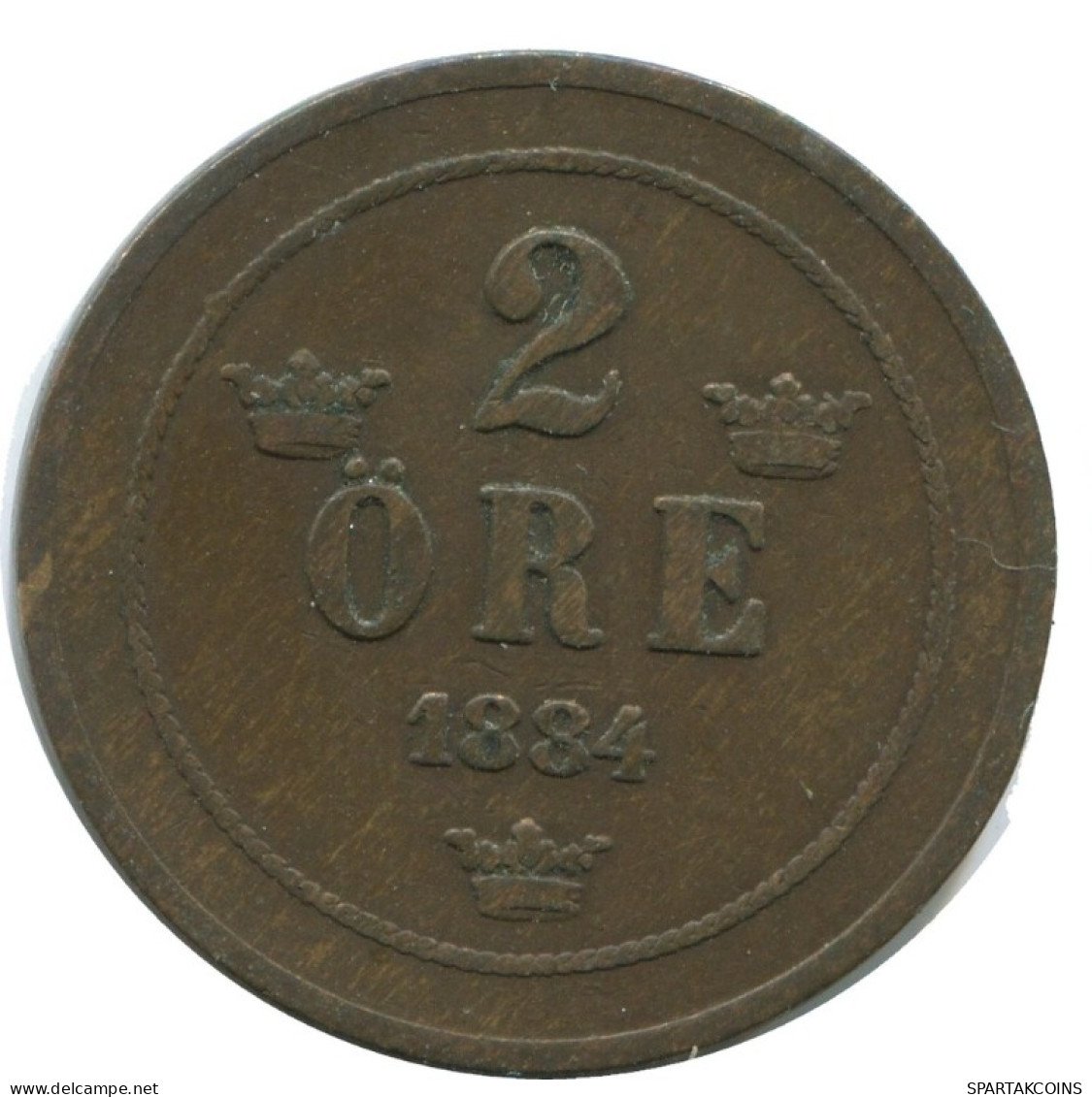 2 ORE 1884 SCHWEDEN SWEDEN Münze #AC986.2.D.A - Schweden