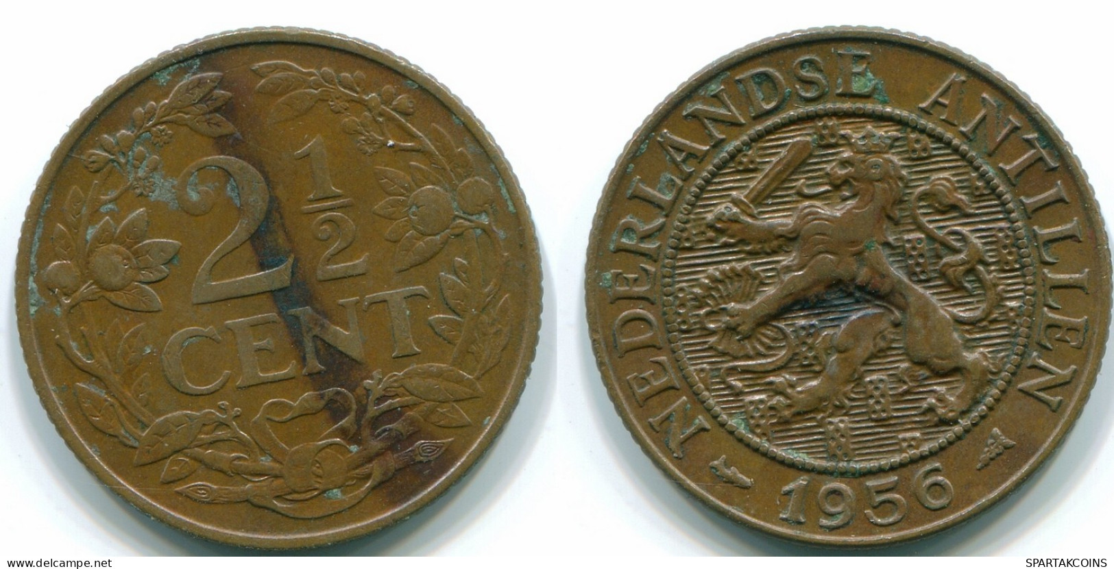 2 1/2 CENT 1956 CURACAO Netherlands Bronze Colonial Coin #S10167.U.A - Curacao