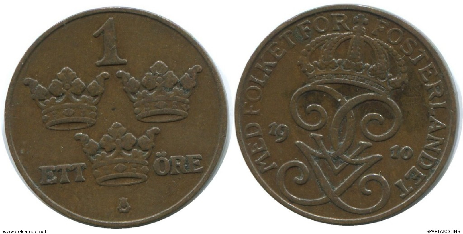 1 ORE 1910 SWEDEN Coin #AD214.2.U.A - Sweden