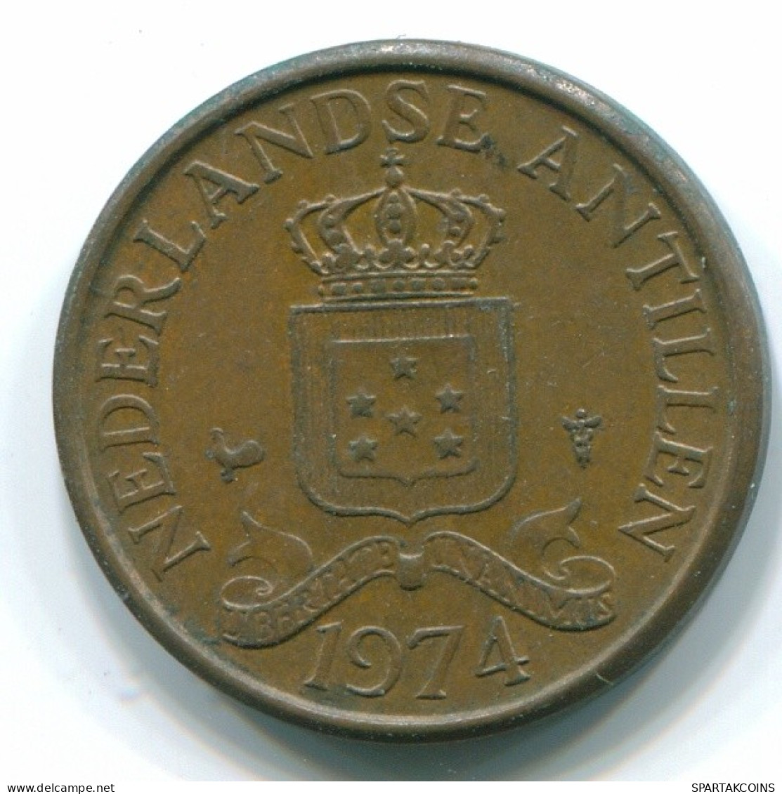 1 CENT 1974 ANTILLES NÉERLANDAISES Bronze Colonial Pièce #S10659.F.A - Niederländische Antillen