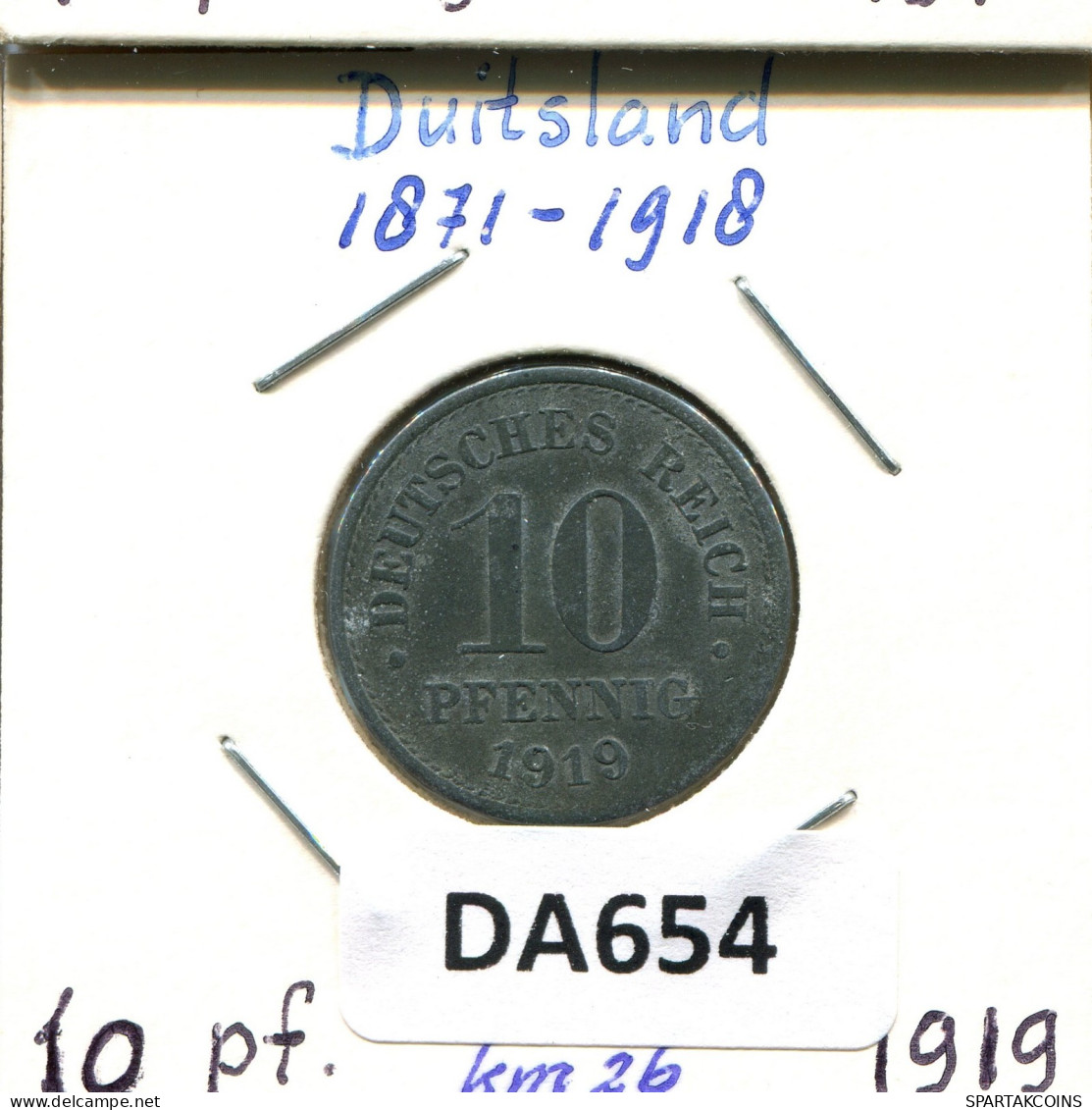 10 PFENNIG 1919 DEUTSCHLAND Münze GERMANY #DA654.2.D.A - 10 Renten- & 10 Reichspfennig