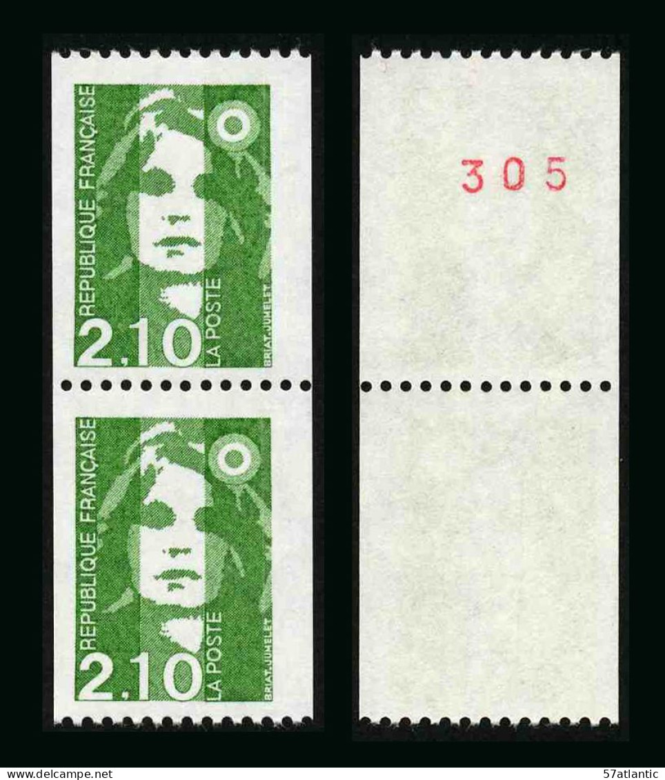 FRANCE - BICENTENAIRE BRIAT 2.10 - YT 2627 Et 2627a ** - TIMBRES DE ROULETTE EN PAIRE AVEC NUMERO ROUGE NEUFS ** - 1989-1996 Marianne Du Bicentenaire