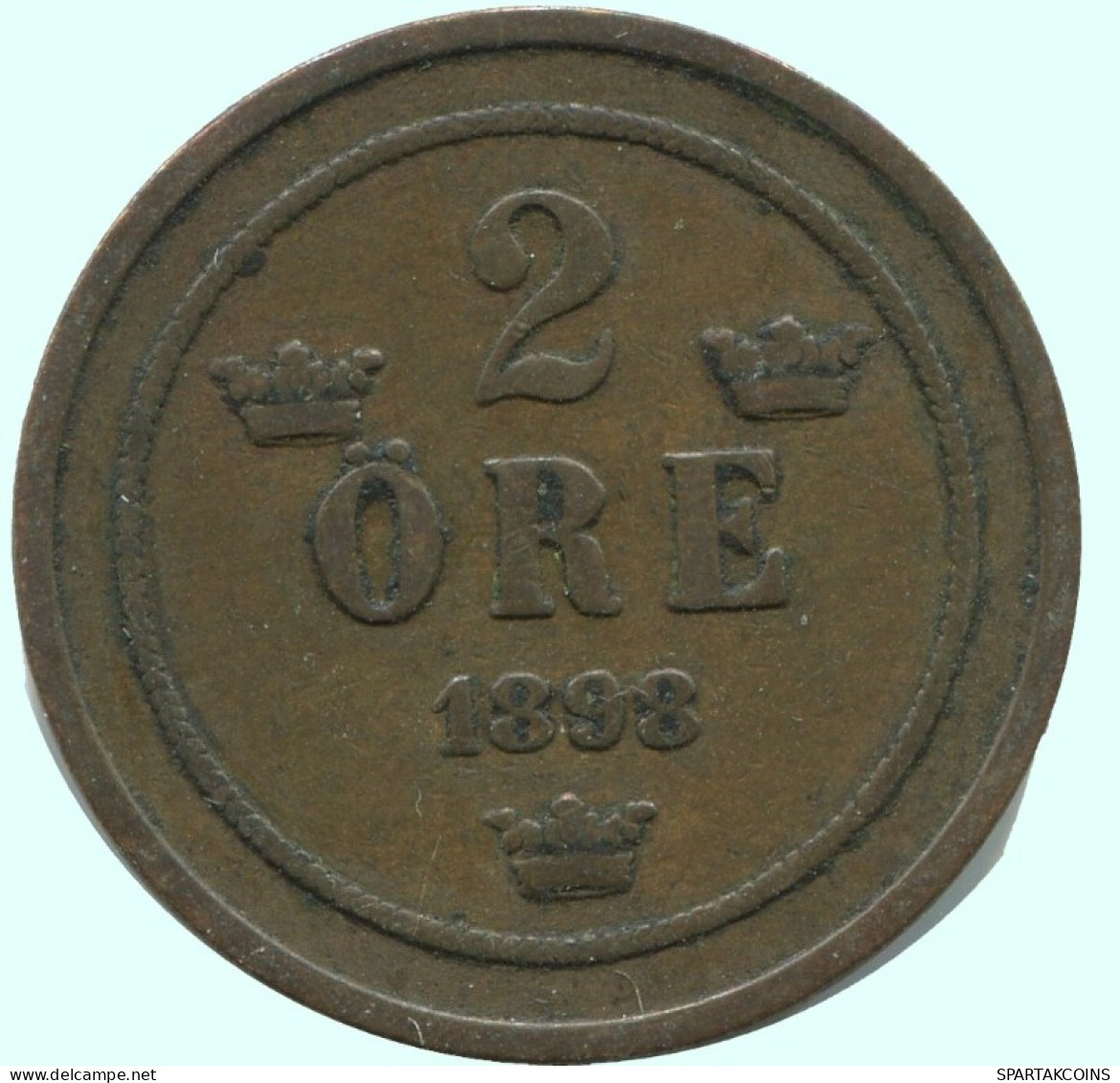 2 ORE 1898 SWEDEN Coin #AC866.2.U.A - Schweden