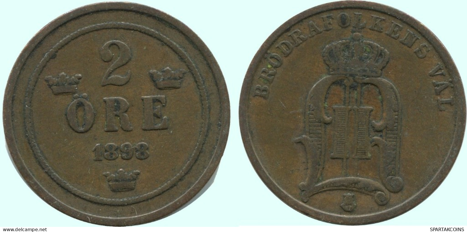 2 ORE 1898 SWEDEN Coin #AC866.2.U.A - Suède