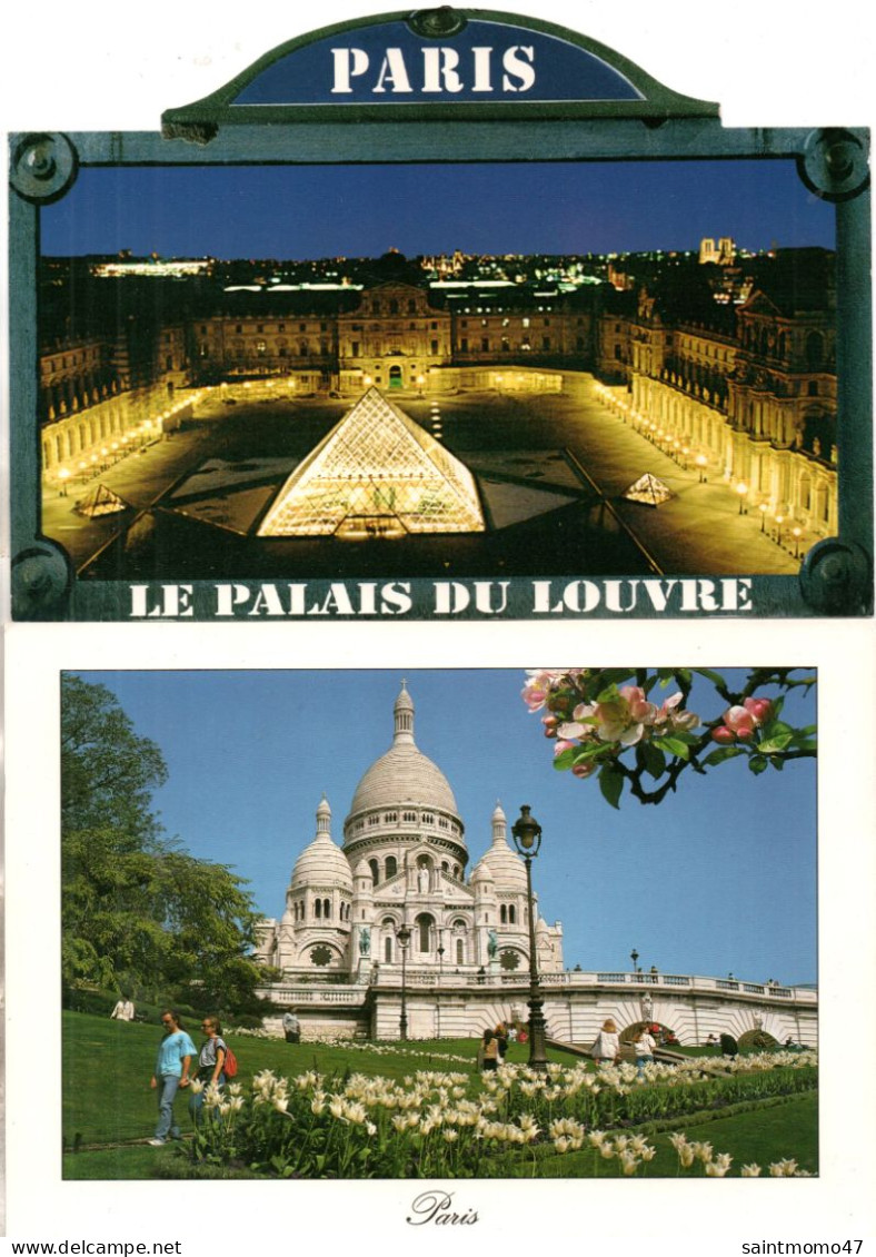 75 - PARIS . " BASILIQUE DU SACRÉ-COEUR " & " LE PALAIS DU LOUVRE " . 2 CPM - Réf. N°373F - - Loten, Series, Verzamelingen