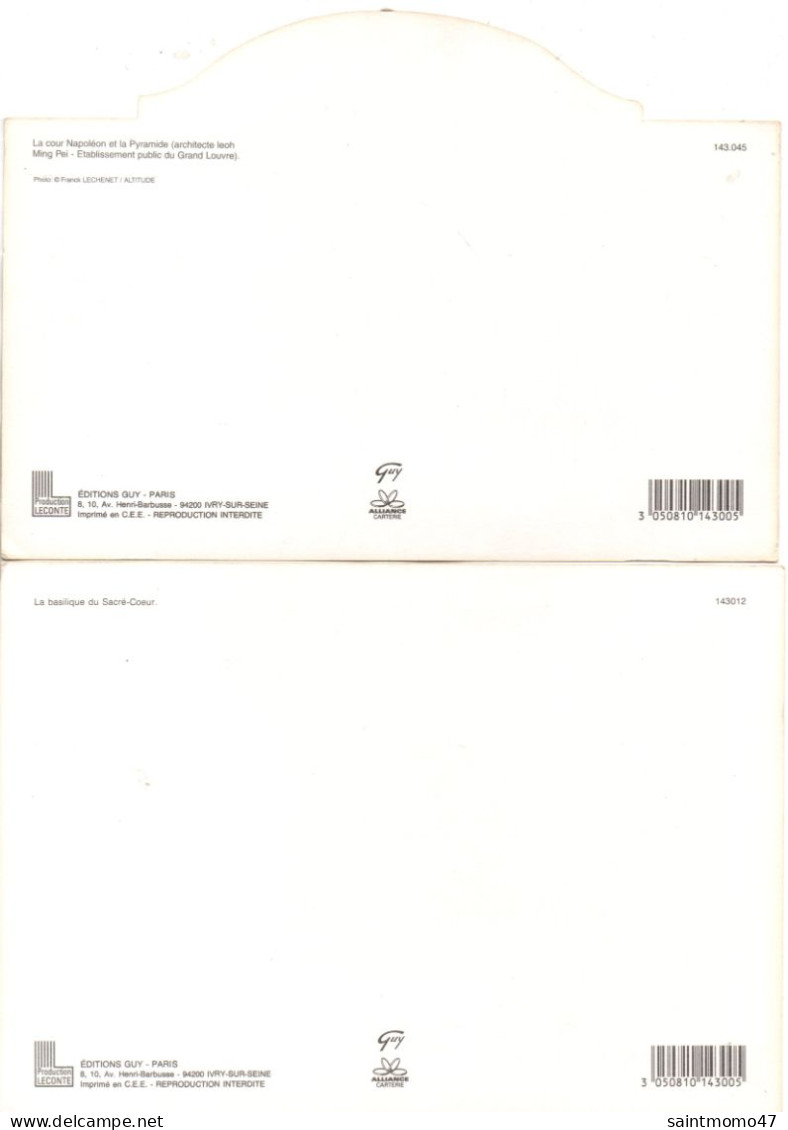 75 - PARIS . " BASILIQUE DU SACRÉ-COEUR " & " LE PALAIS DU LOUVRE " . 2 CPM - Réf. N°373F - - Sets And Collections