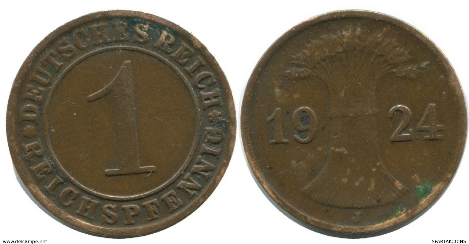 1 REICHSPFENNIG 1924 J DEUTSCHLAND Münze GERMANY #AD460.9.D.A - 1 Renten- & 1 Reichspfennig