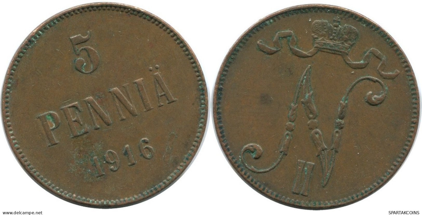5 PENNIA 1916 FINLAND Coin RUSSIA EMPIRE #AB233.5.U.A - Finland