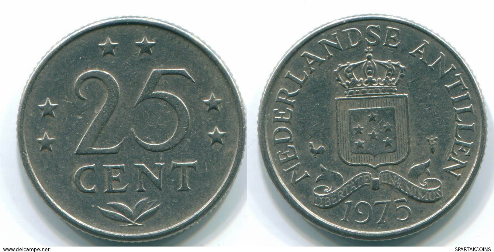 25 CENTS 1975 ANTILLAS NEERLANDESAS Nickel Colonial Moneda #S11615.E.A - Niederländische Antillen