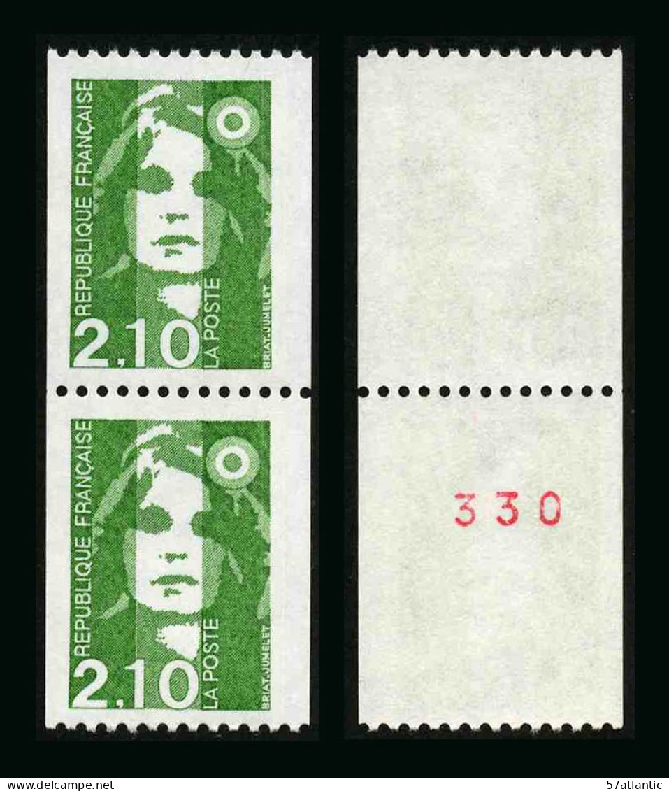 FRANCE - BICENTENAIRE BRIAT 2.10 - YT 2627 Et 2627a ** - TIMBRES DE ROULETTE EN PAIRE AVEC NUMERO ROUGE NEUFS ** - 1989-1996 Maríanne Du Bicentenaire