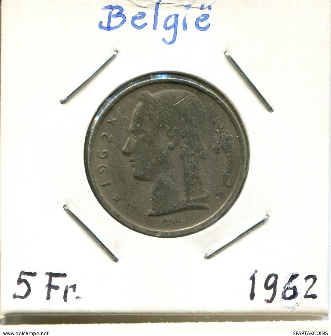 5 FRANCS 1961 DUTCH Text BÉLGICA BELGIUM Moneda #BA585.E.A - 5 Frank